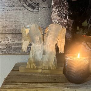 Marble cream horse bookends
